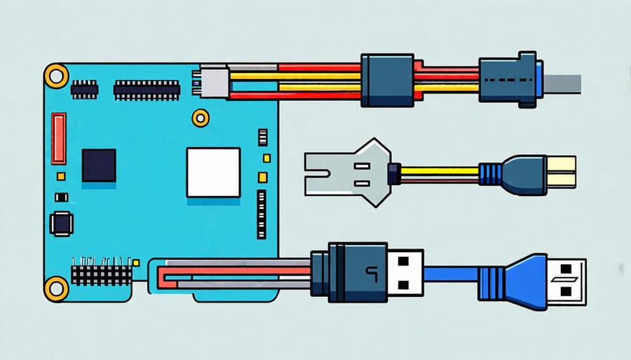 Instructional diagram for setting up composite video output on a Raspberry Pi Zero