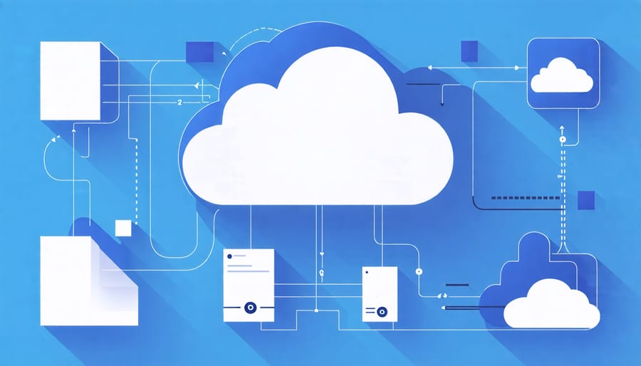 Conceptual image showing different cloud storage services connected to a Raspberry Pi device