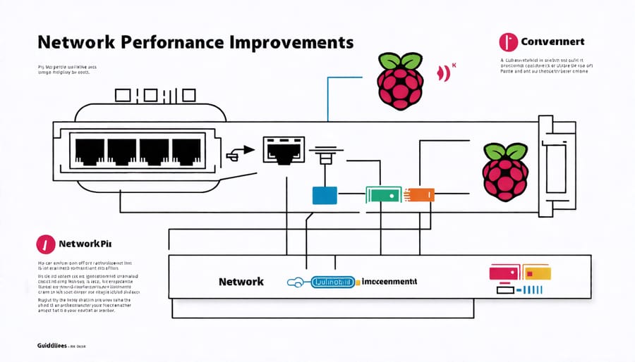 Networking diagram illustrating enhanced capabilities with dual Ethernet ports on Raspberry Pi