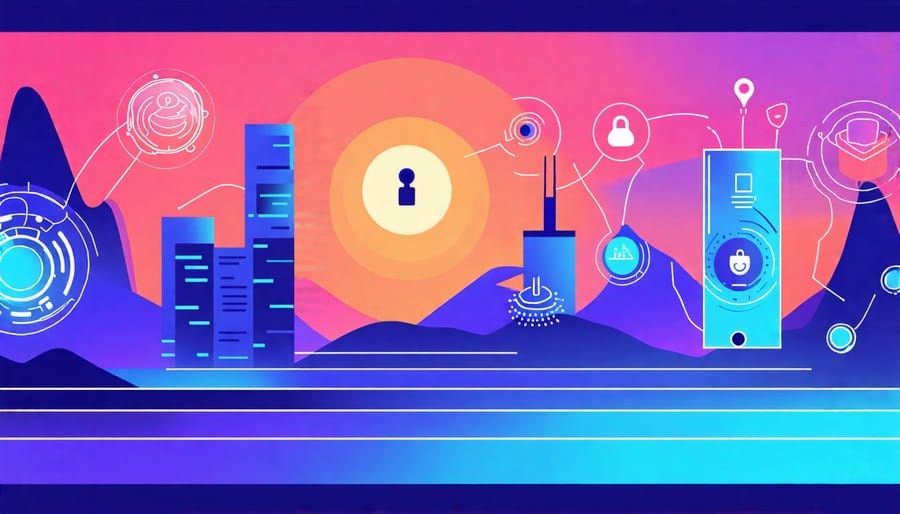 Conceptual illustrations depicting common IoT security risks and best practices