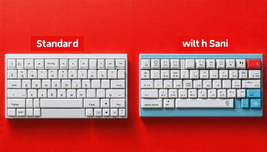 Visual comparison of the layouts and unique characters on Norwegian and Norwegian with Sami keyboards