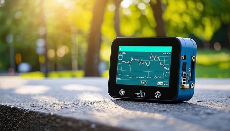 Raspberry Pi-powered portable air quality monitor showing real-time data