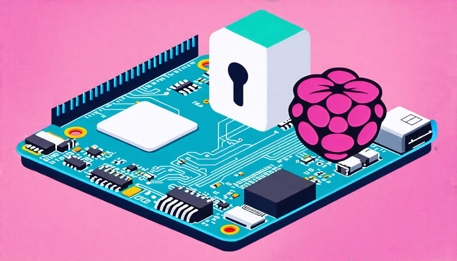 Conceptual diagram illustrating the steps to enable two-factor authentication on a Raspberry Pi