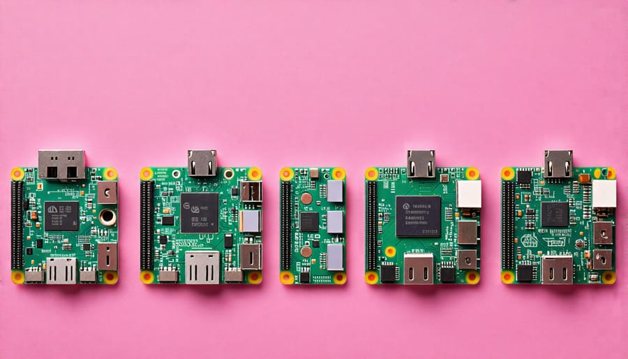 Visual comparison of the size and ports of various Raspberry Pi models