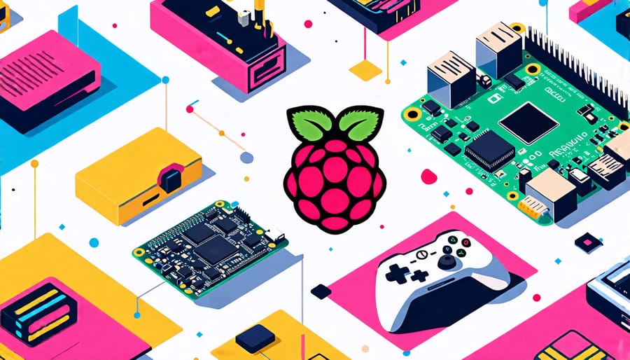 Montage of diverse Raspberry Pi applications, demonstrating its versatility