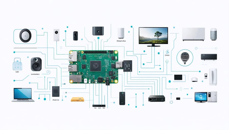 Conceptual representation of a Raspberry Pi-powered smart home hub