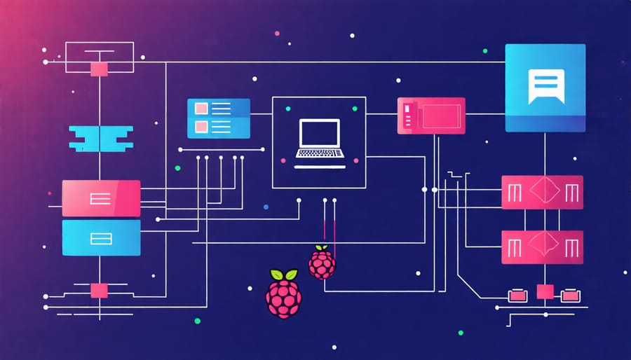 Visual representation of a Raspberry Pi connected with VPN and firewall installations