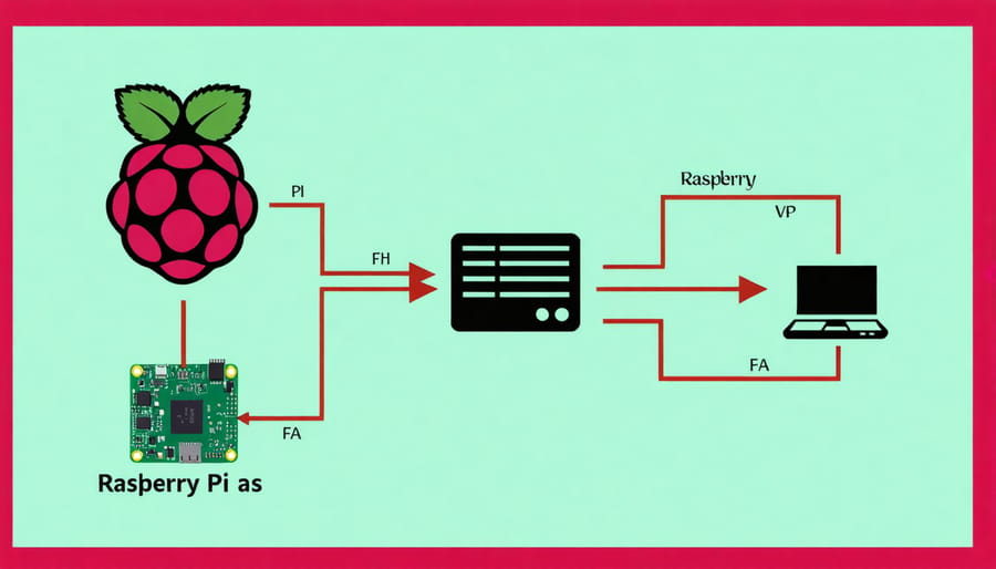 Diagram illustrating the process of setting up a Raspberry Pi VPN server