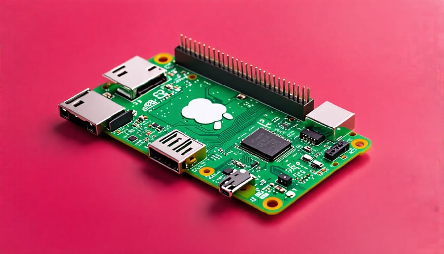 A Raspberry Pi Zero W connected with wires and accessories for project setup