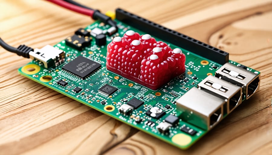 Raspberry Pi connected with a Zigbee module and wires