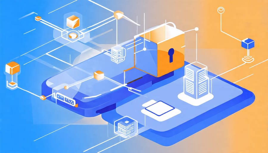 Diagram showing secure network connection strategies for IoT