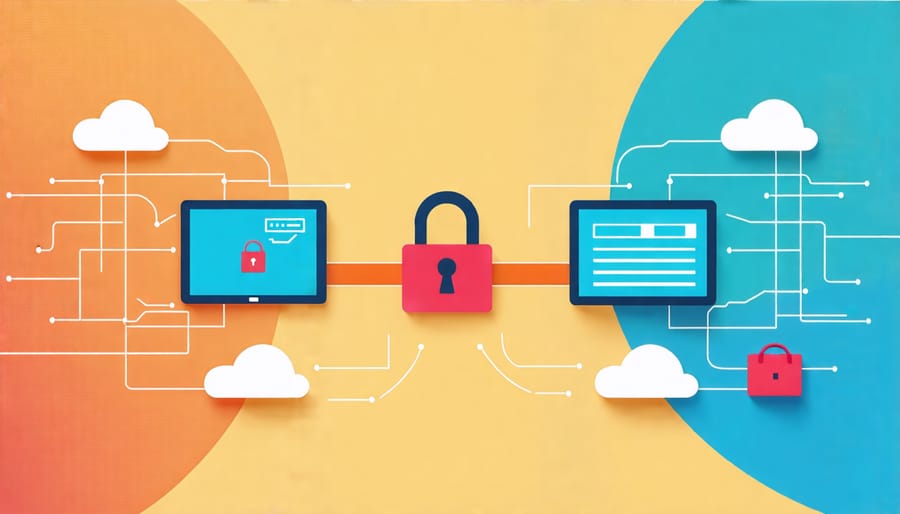 Conceptual representation of a VPN connection with a secure tunnel