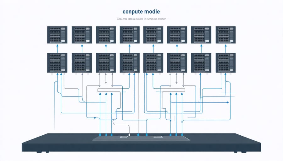 Diagram showing the interconnected structure of a Raspberry Pi compute module cluster