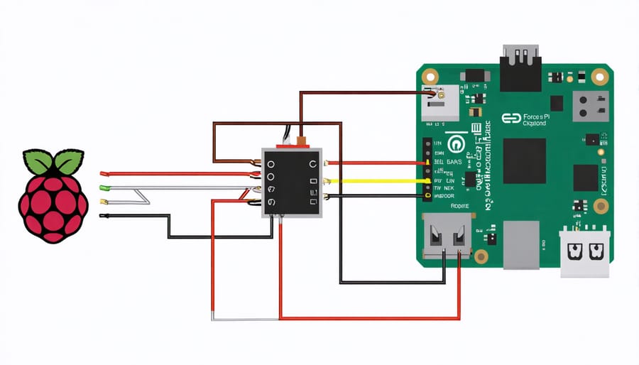 Schematic illustration of force sensor wired to Raspberry Pi