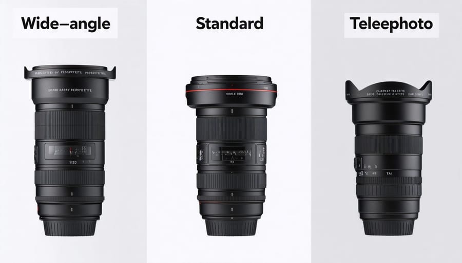 Visual comparison of different lens types and their impact on image perspective