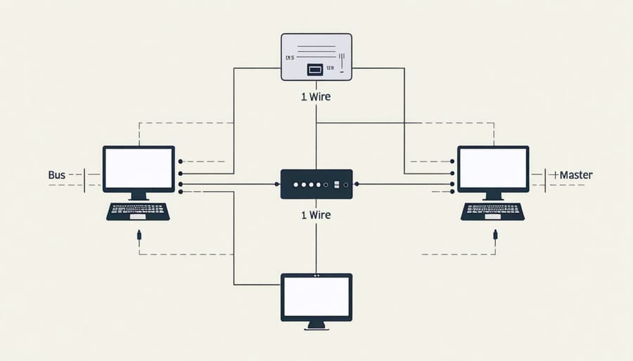 1-Wire bus topology diagram with master and slave devices