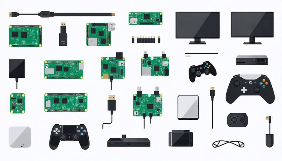 Conceptual illustration of Raspberry Pi 4 and 4B applications and projects