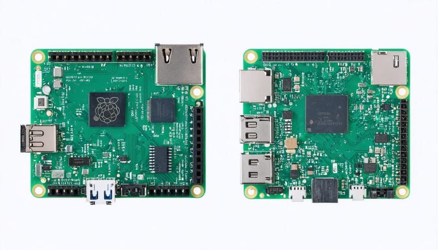 Visual comparison of Raspberry Pi 4 and 4B single-board computers