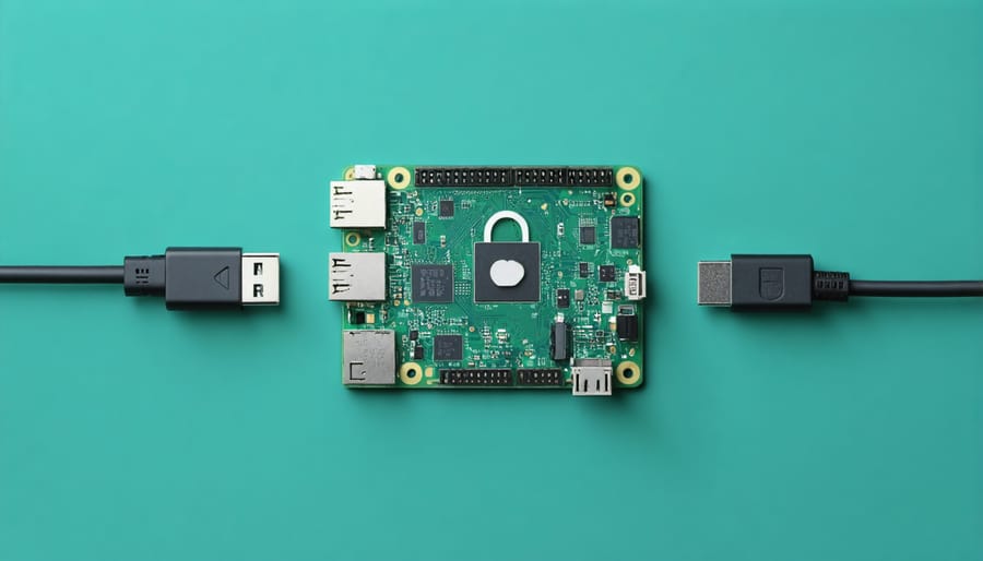 Raspberry Pi setup for network security with lock symbol representing protection