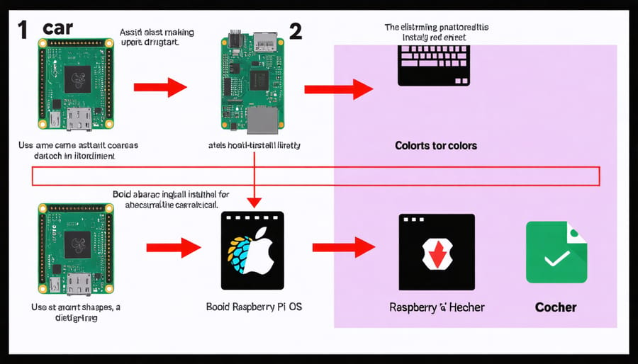 Visual guide for flashing Raspberry Pi OS image to microSD card using Etcher software