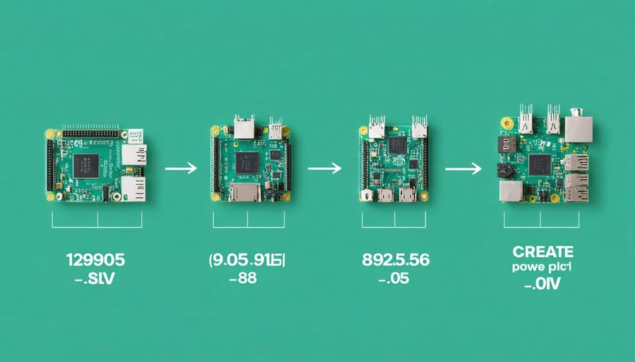 Chart comparing power consumption levels of different Raspberry Pi models from Pi Zero to Pi 4