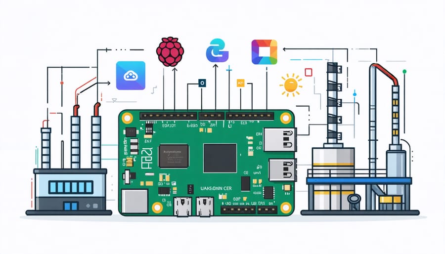 Representation of Raspberry Pi enabling predictive maintenance in industrial settings