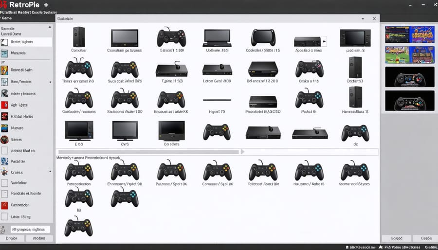 RetroPie emulation system interface displaying different gaming console options