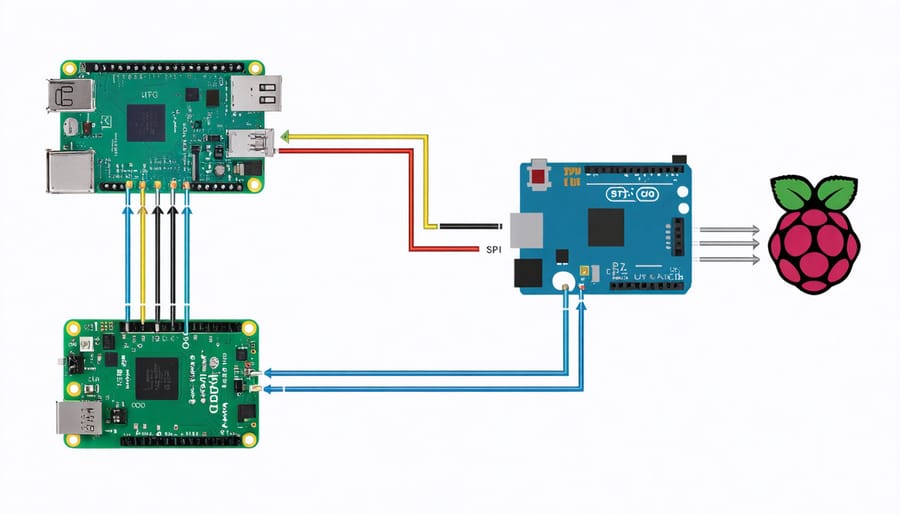 Illustration of communication protocols for Raspberry Pi and Arduino