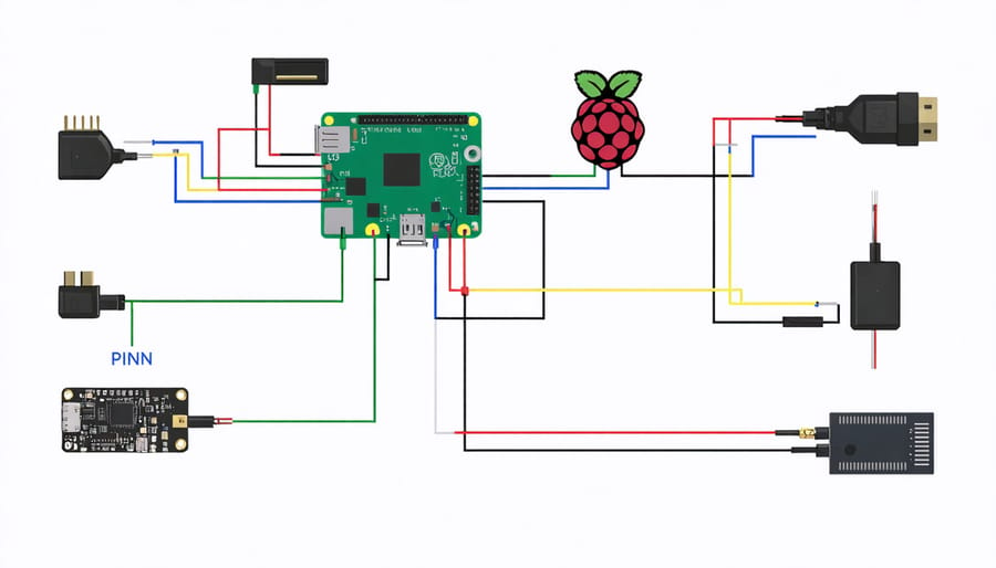 Wiring diagram for connecting weather sensors to Raspberry Pi