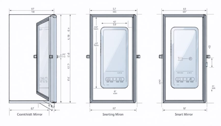 Diagram illustrating the assembly steps for building a smart mirror