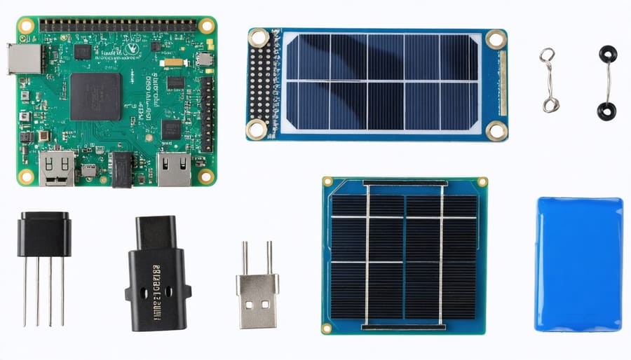 Hardware components for a solar-powered Raspberry Pi Zero project