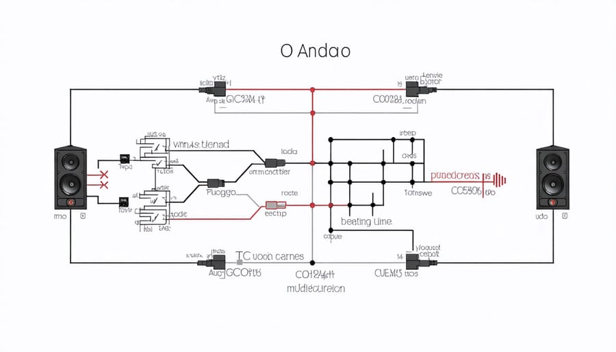 Illustration of audio waveform being converted from analog to digital format with sampling points and quantization levels