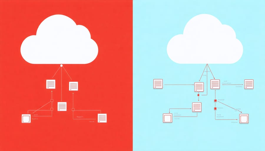 Infographic comparing local edge AI processing to cloud-based processing with emphasis on data flow