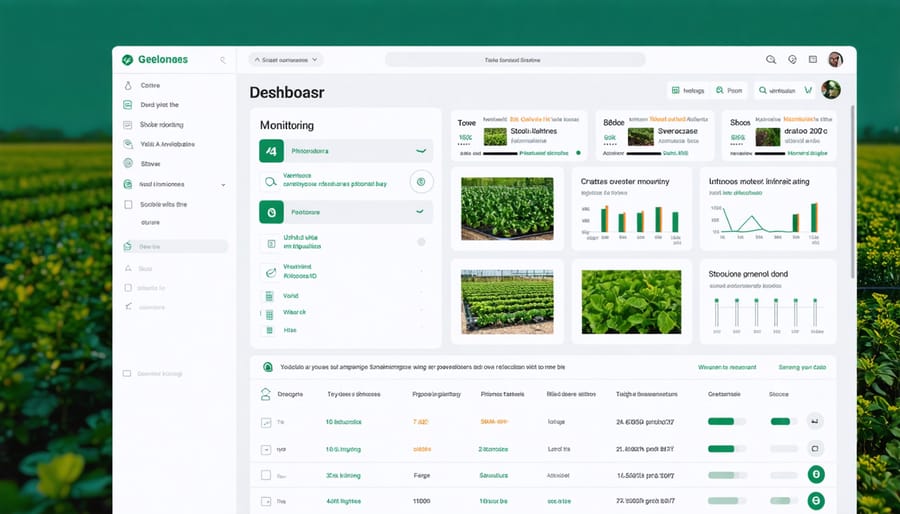 Custom web dashboard displaying real-time greenhouse environmental data