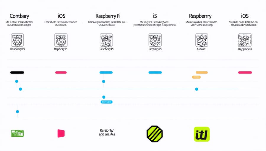 Comparison chart of recommended mobile apps for controlling Raspberry Pi on Android and iOS