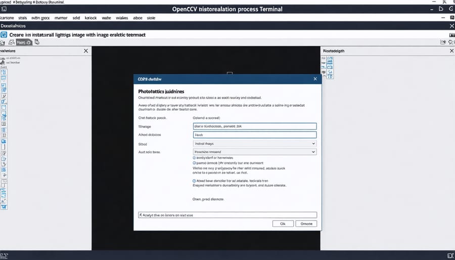 Terminal window showing OpenCV installation commands and progress