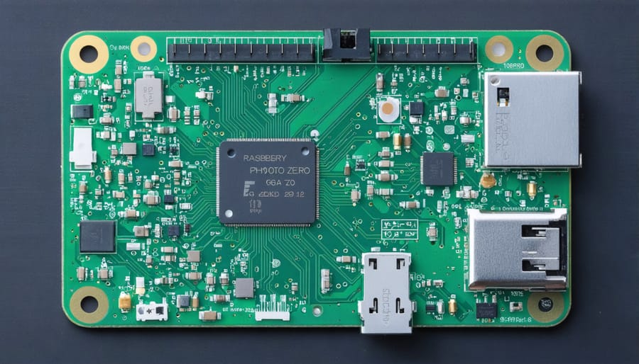 Annotated diagram of Raspberry Pi Zero showing GPIO pins, ports, and connections