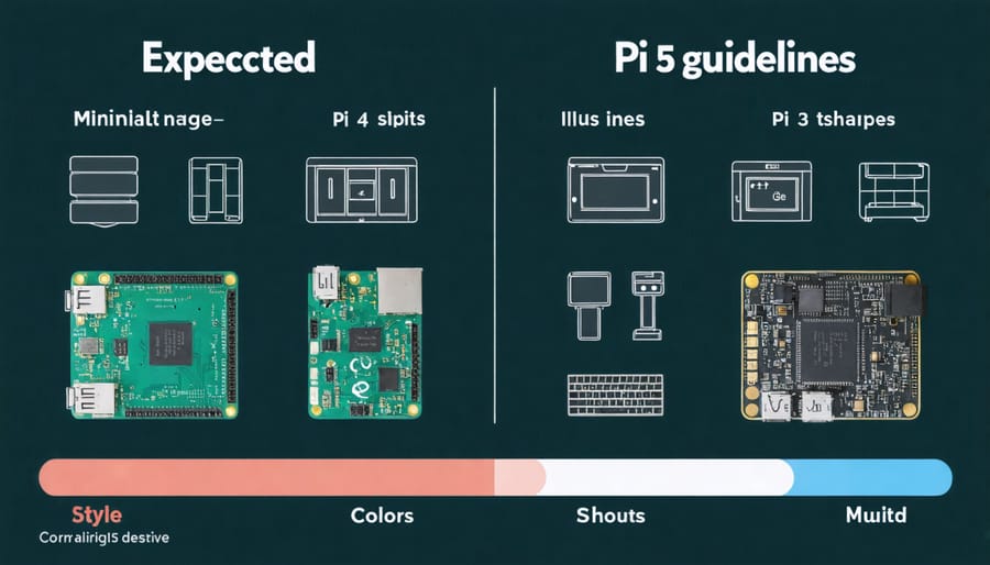 Comparison chart showing technical specifications between Raspberry Pi 5 and Raspberry Pi 4