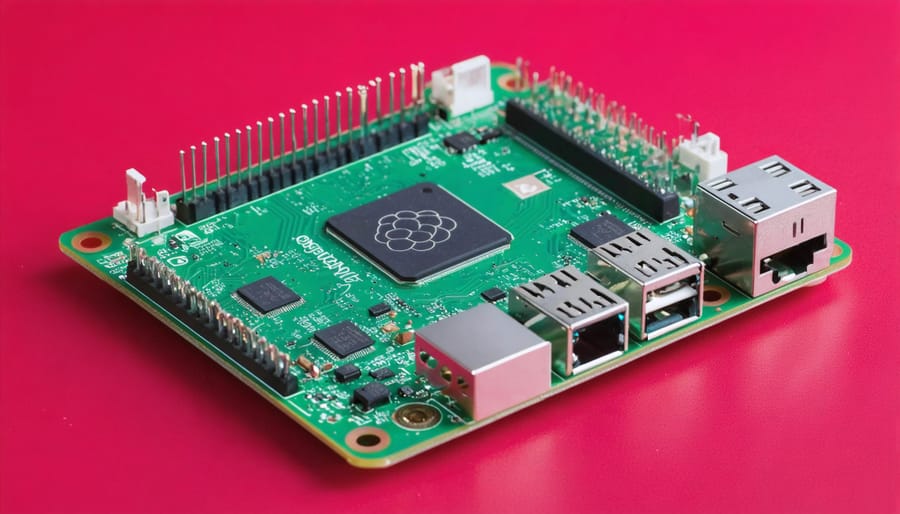 Official product image of the Raspberry Pi 5 single-board computer showing its components and ports