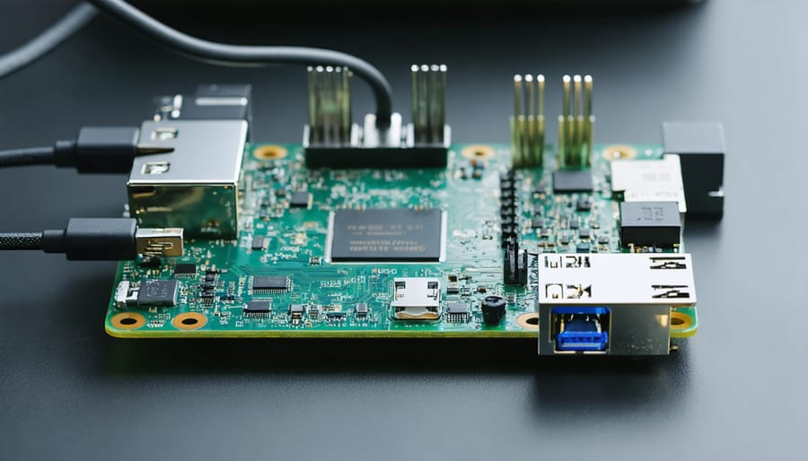 Annotated photo of assembled Raspberry Pi BMS system showing wiring connections and sensor placement