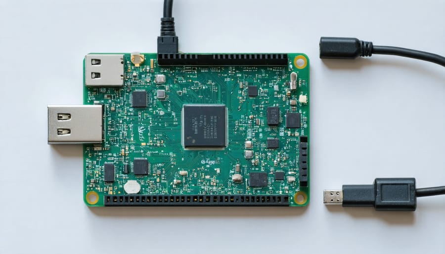 Raspberry Pi camera module mounting setup with labeled components and connections