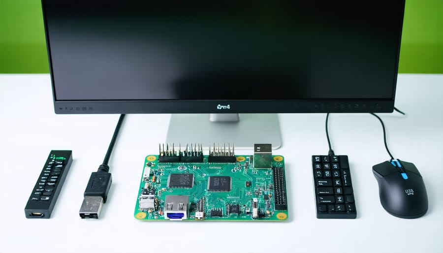 Raspberry Pi hardware setup showing required components for remote desktop access