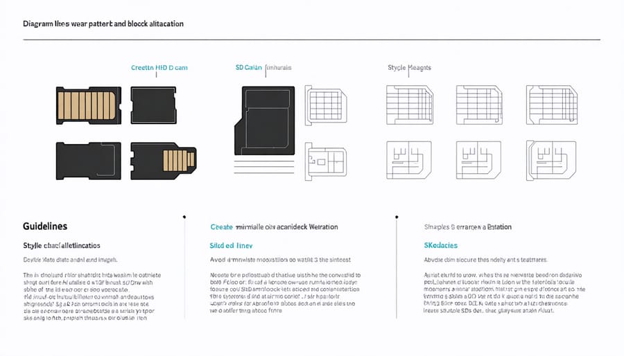 Technical illustration of SD card wear leveling and memory block distribution