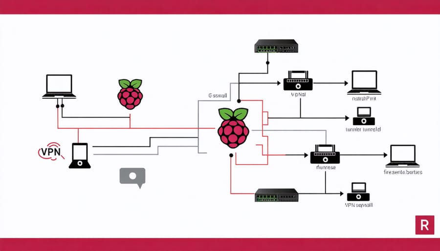 Secure network configuration diagram for Raspberry Pi