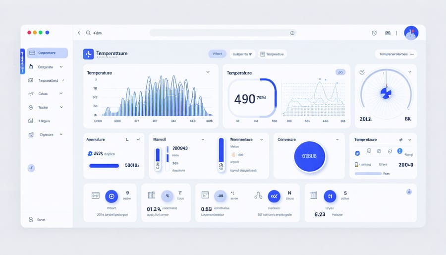 Smart thermostat interface displaying temperature graphs and automation controls