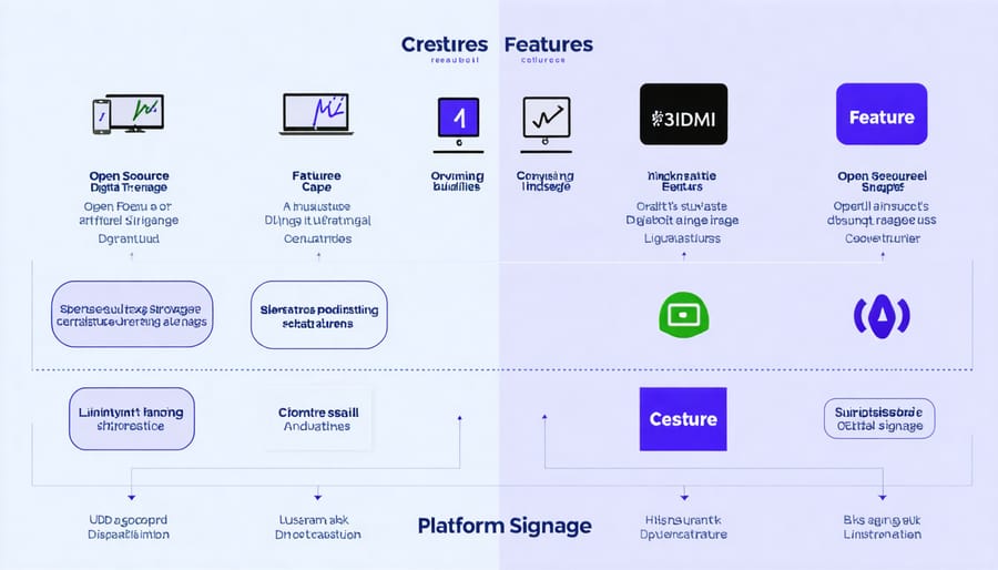 Feature comparison chart of open source digital signage solutions