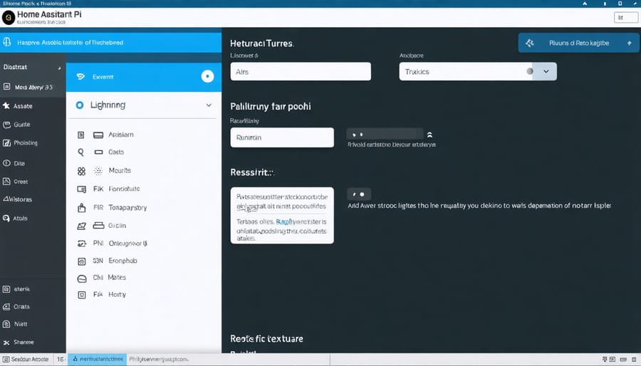 Home Assistant interface showing smart home controls and automation options