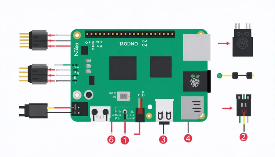 Diagram illustrating Raspberry Pi home automation hub assembly steps