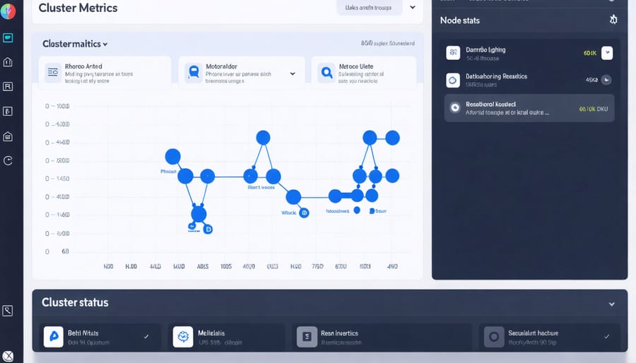 Kubernetes dashboard displaying cluster health and performance metrics