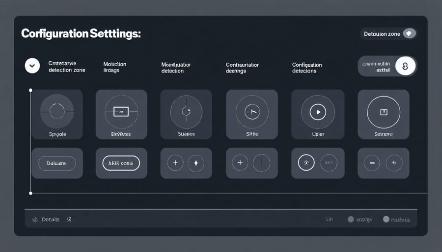 User interface of motion detection software with highlighted configuration options